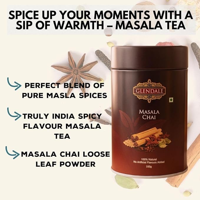 Glendale Masala Chai Tea Tin 100g (Pack of 1) 150 Years Heritage - Image 5
