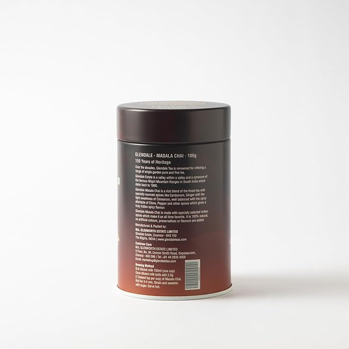 Glendale Masala Chai Tea Tin 100g (Pack of 1) 150 Years Heritage - Image 3