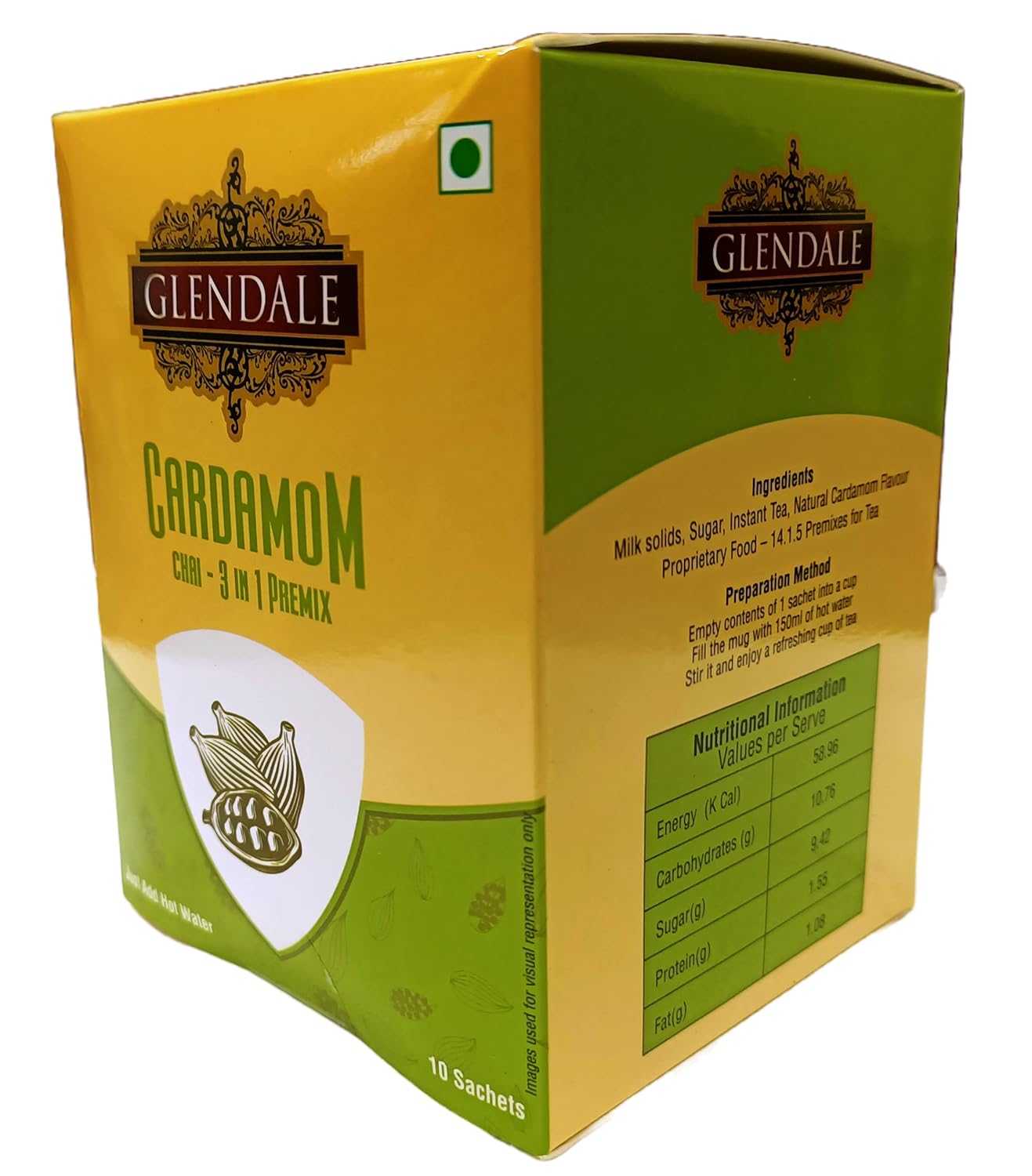GLENDALE Cardamom Chai 140 g | Pack of 1 | Total 140 g | 3 in 1 Premix Instant Tea 10 Sachets in Each Pack - Image 3