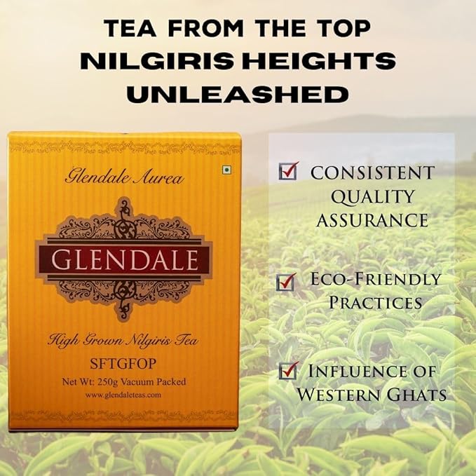 Glendale High Grown Nilgiris Tea - Fresh Nilgiris Tea SFTGFOP- Loose Leaf Nilgiris Tea - Single Garden Nilgiris Tea Loose Leaves - Premium Nilgiris Tea - 250g - Image 5