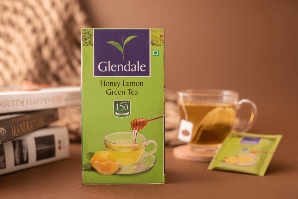 GLENDALE Honey Lemon Green Tea | 25 Enveloped Tea Bags | Pack of 1 | Total 25 Dip Tea Bags | High Grown Nilgiri Tea