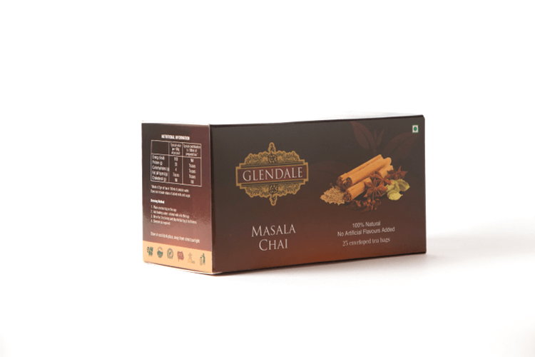 GLENDALE Masala Chai | 25 Enveloped Tea Bags | Pack of 1 | Total 25 Dip Tea Bags | High Grown Nilgiri Tea | 100% Natural | No Artificial Flavours Added