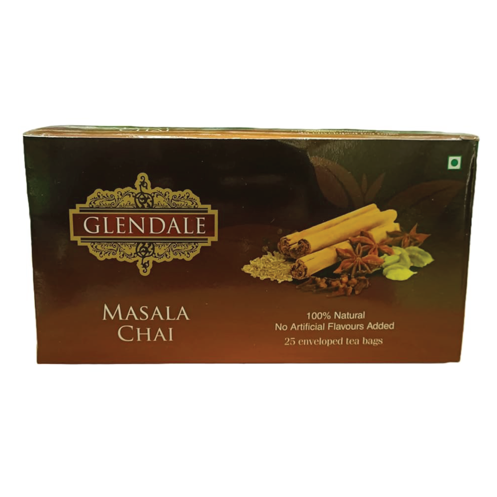 GLENDALE Masala Chai | 25 Enveloped Tea Bags | Pack of 1 | Total 25 Dip Tea Bags | High Grown Nilgiri Tea | 100% Natural | No Artificial Flavours Added - Image 2